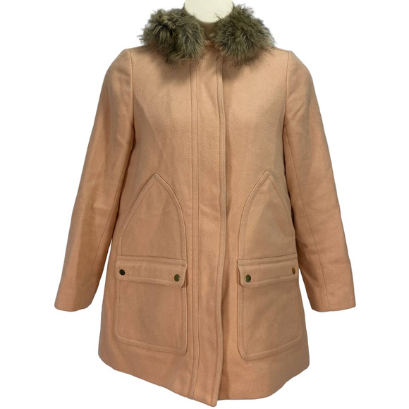 J. Crew Jackets & Blazers - J CREW Vail Parka Coat Jacket Tan Wool Faux Fur-lined Hood Zipper Size 10 M